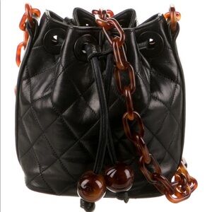 Chanel vintage black lamb skin great condition bucket bag